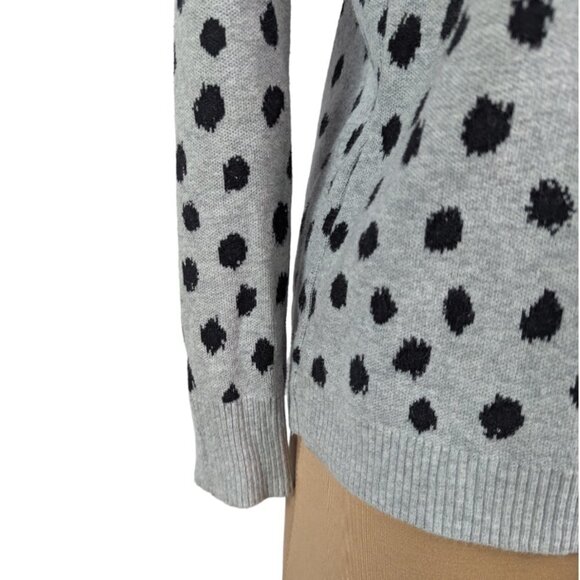 H & M Cotton Polka Dot Midweight Crew Neck Sweater Gray Black Size Small - Picture 8 of 12